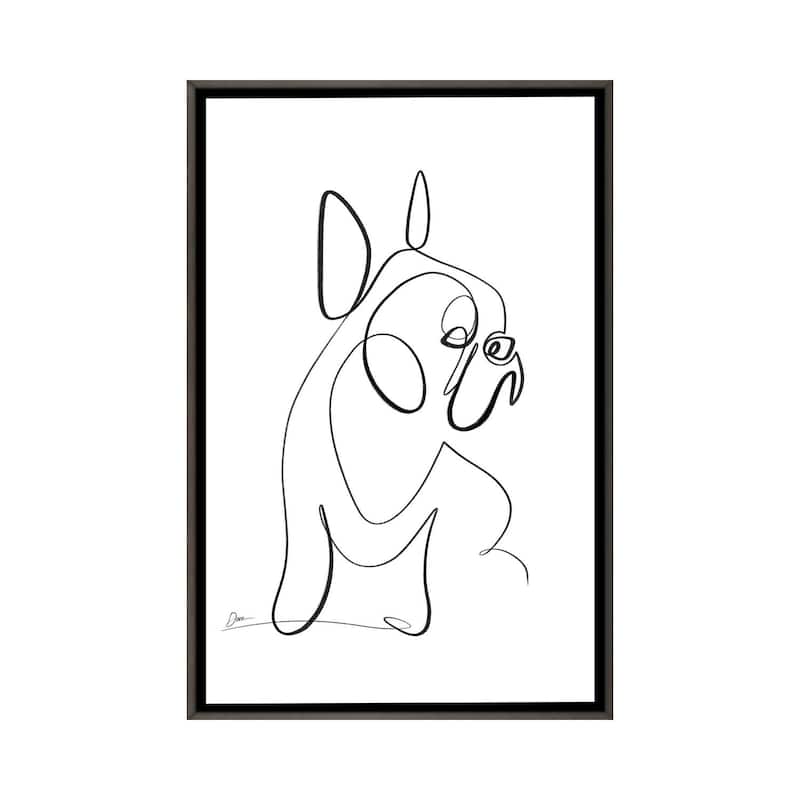 iCanvas "French Bulldog With One Line" by Dane Khy Framed - Charcoal - 26x18