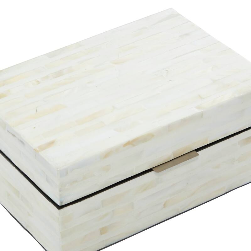 Mother of Pearl Handmade Geometric Box with Hinged Lid (Set of 2)