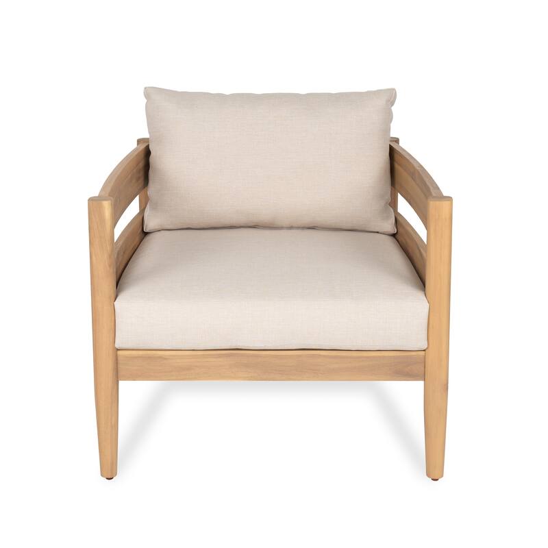 Christopher Knight Home - Alexandra Curved Acacia Wood Outdoor Club Chair