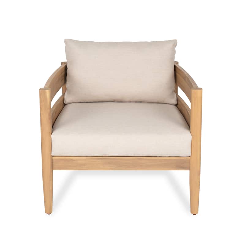 Christopher Knight Home- Avery Curved Acacia Wood Outdoor 5 Piece Chat Set