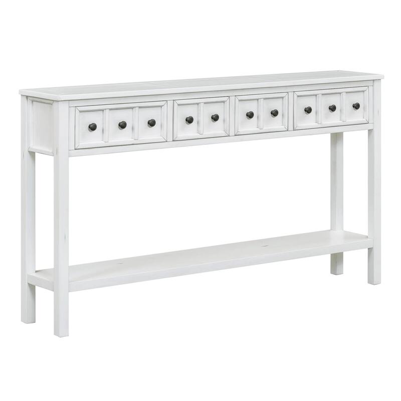 Rustic Entryway Console Table - White