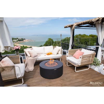 Modeno Venice 50,000 BTU Dark Grey Concrete Propane Fire Table with Lava Rocks & Cover - 34.3 X 34.3 X 14.6