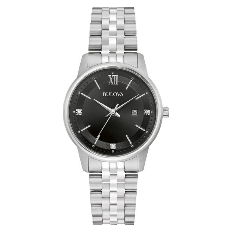 Bulova Women's Classic Black Dial Watch - 96P226 - White - One Size
