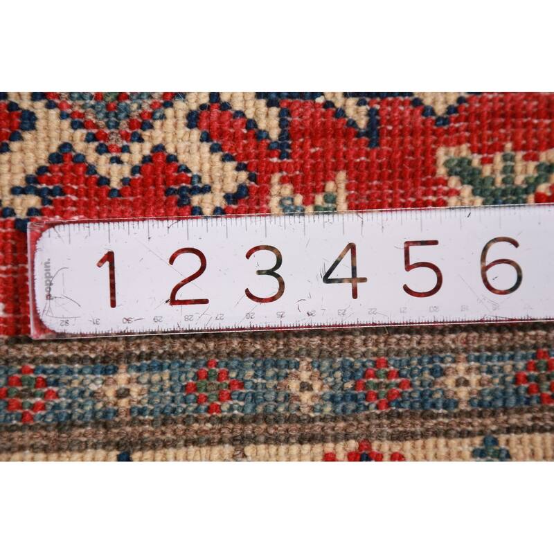 Red Geometric Kazak Oriental Foyer Rug Handmade Wool Carpet - 2'0"x 3'0"