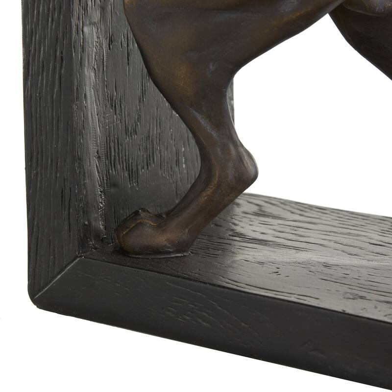 Black Polystone Greyhound Dog Bookends with Gold Accents and Black Stands (Set of 2)