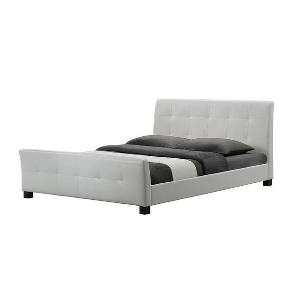 Shop Amara White Faux Leather Platform Bed W Upholstered Headboard