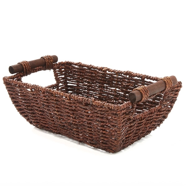 Basket Flower Basket Multipurpose Basket With a Lid ana a Wooden Base Crocheted Storage Basket