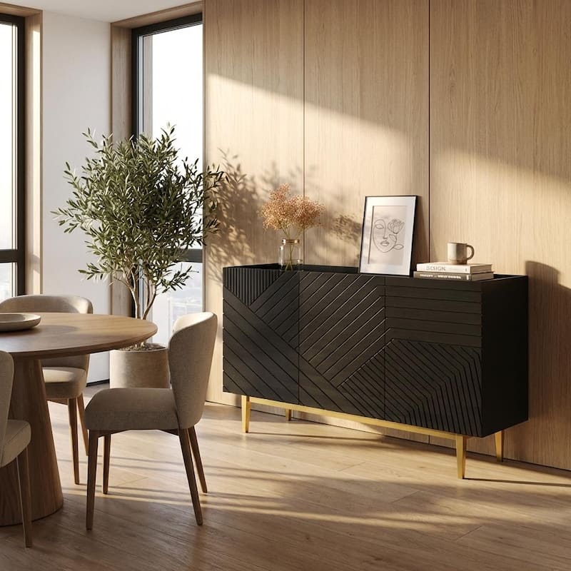 Meble Furniture Portillo Modern Sideboard Cabinet - 59.9"W x 33.1"H High Gloss