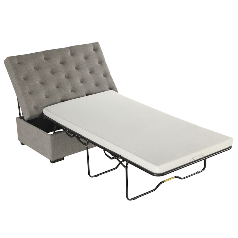 Roomfitters 49.6" Folding Ottoman Sleeper Sofa with Memory Foam Mattress and Tufted Design