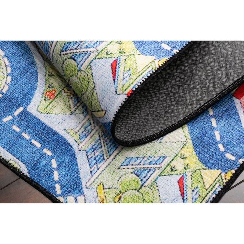 Dynamic Rugs Kidz Blue/Green/Multi Polyester Children's Area Rug