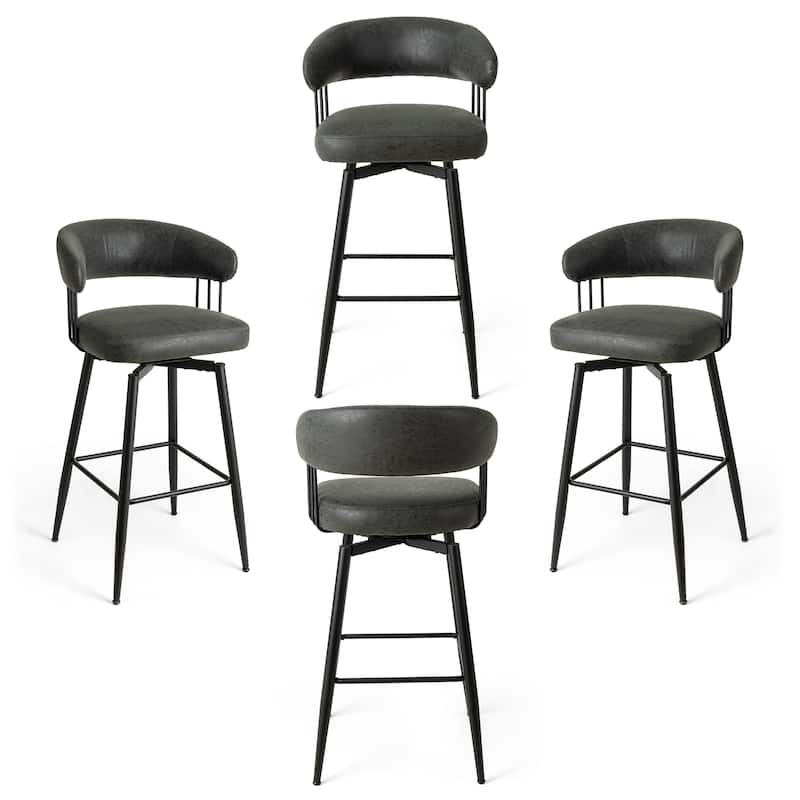 Glitzhome Set of 4 PU Leather Upholstered Swivel Counter or Bar Stools Pub/ Bar Chairs