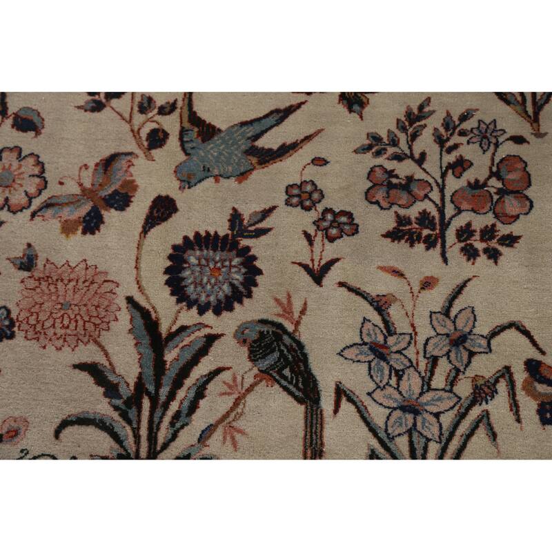 Hand Knotted Oriental 100% Wool Carpet Traditional All-Over Beige & Ivories Isfahan Area Rug - 12' 0'' X 8' 3''