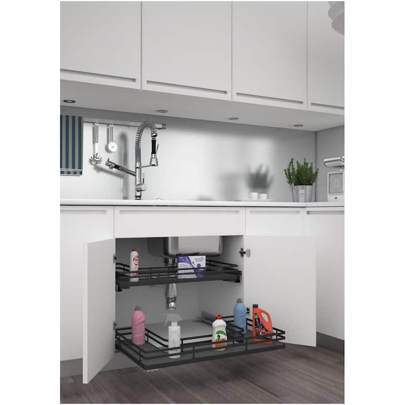 Rev-A-Shelf 5386 Series 30 Inch Pull Out U-Shaped Shelf Organizer with