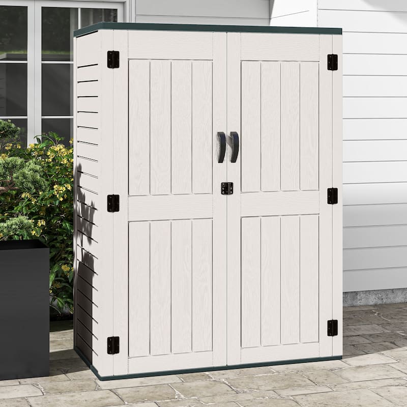 5.6 x 2.3 ft Outdoor Storage Shed, Lockable Resin Waterproof Storage Cabinet