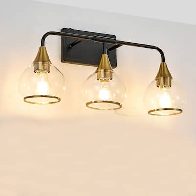 23" Modern 3-Light Vanity Wall Sconce, Bathroom Light Fixture with Clear Glass Shades