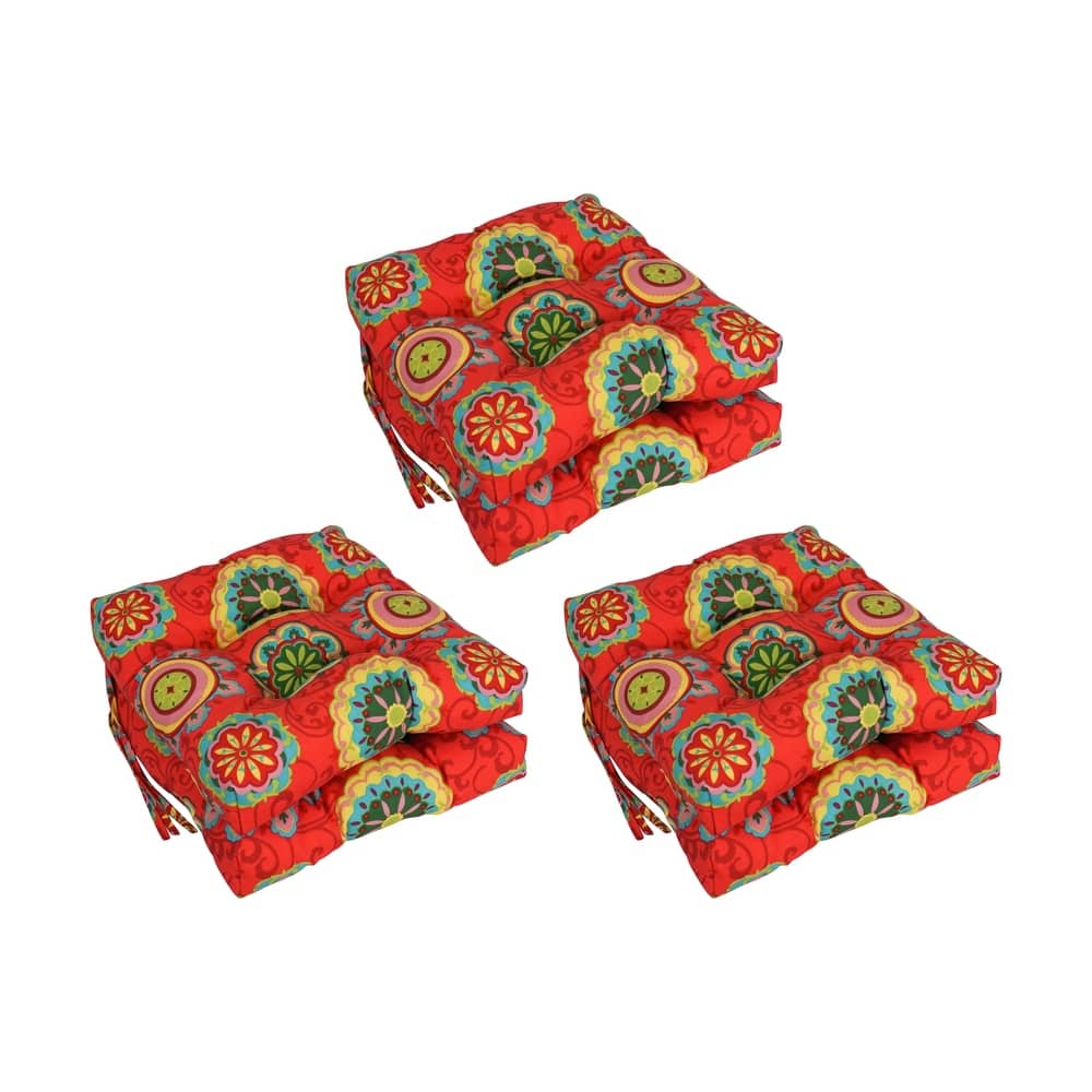 16-inch Square Tufted Indoor/Outdoor Chair Cushions (Set of 6)