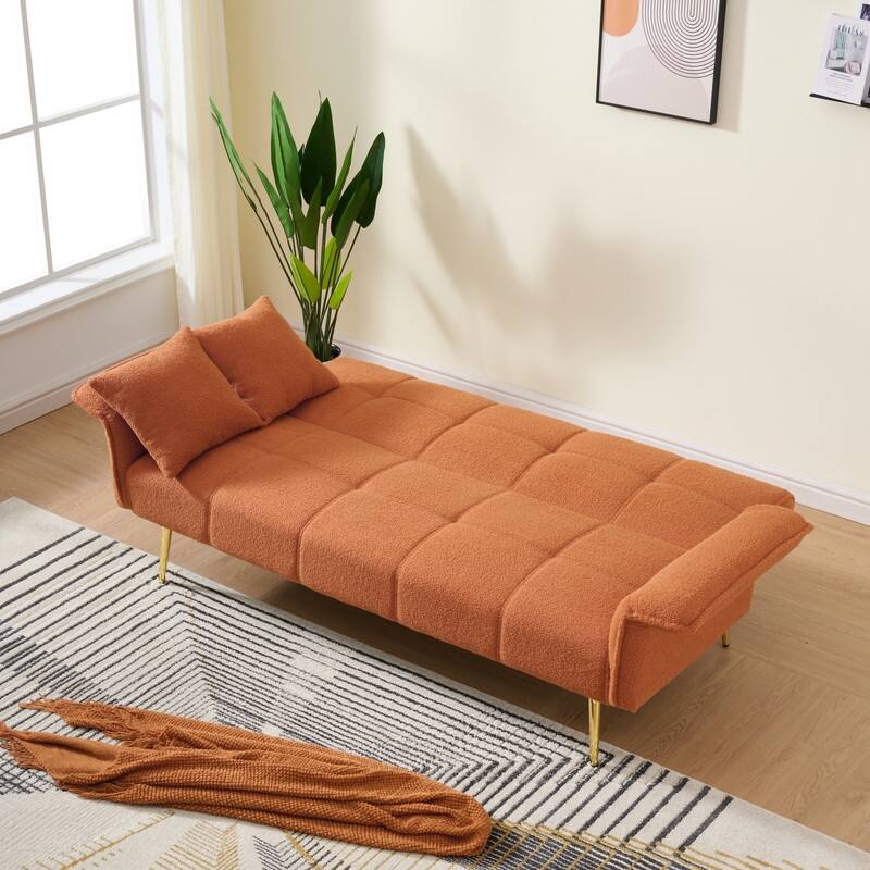 79.92" Teddy Velvet Upholstered Sofa Bed with Adjustable Back and Armrests