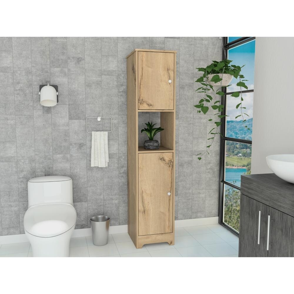 Wood Tall Bathroom Linen Cabinet Small Bathroom Storage Corner Floor Cabinet  with Doors and Shelves Toilet Paper Holder - Bed Bath & Beyond - 37362469