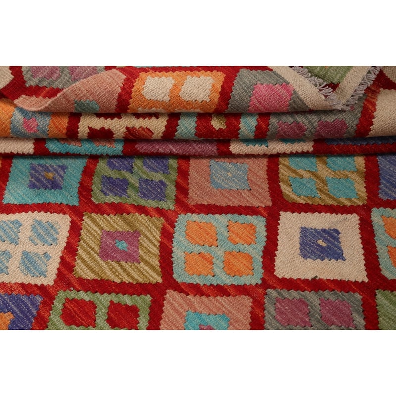 Geometric Kilim Oriental Home Decor Area Rug Wool Hand-woven - 5'2" x 6'4"