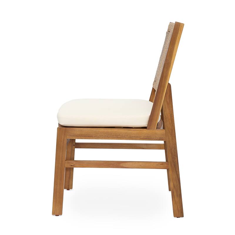 Christopher Knight Home - Itsuko 6-Piece Outdoor Acacia Wood Dining Set with Woven Wicker Back Chairs, Bench & Slat Dining Table