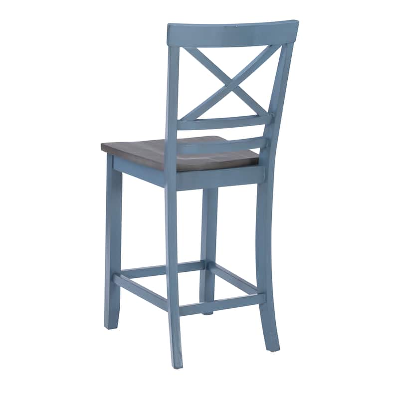 Kiri Blue 24-Inch Counter Height Bar Stool (Set of 2)