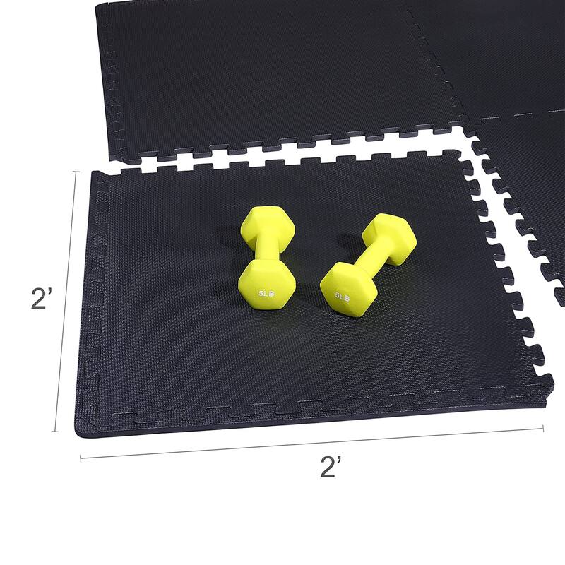 BalanceFrom Fitness Foam Interlocking Exercise Floor Mat, 24 SqFt, Black 2 Pack - 7.90