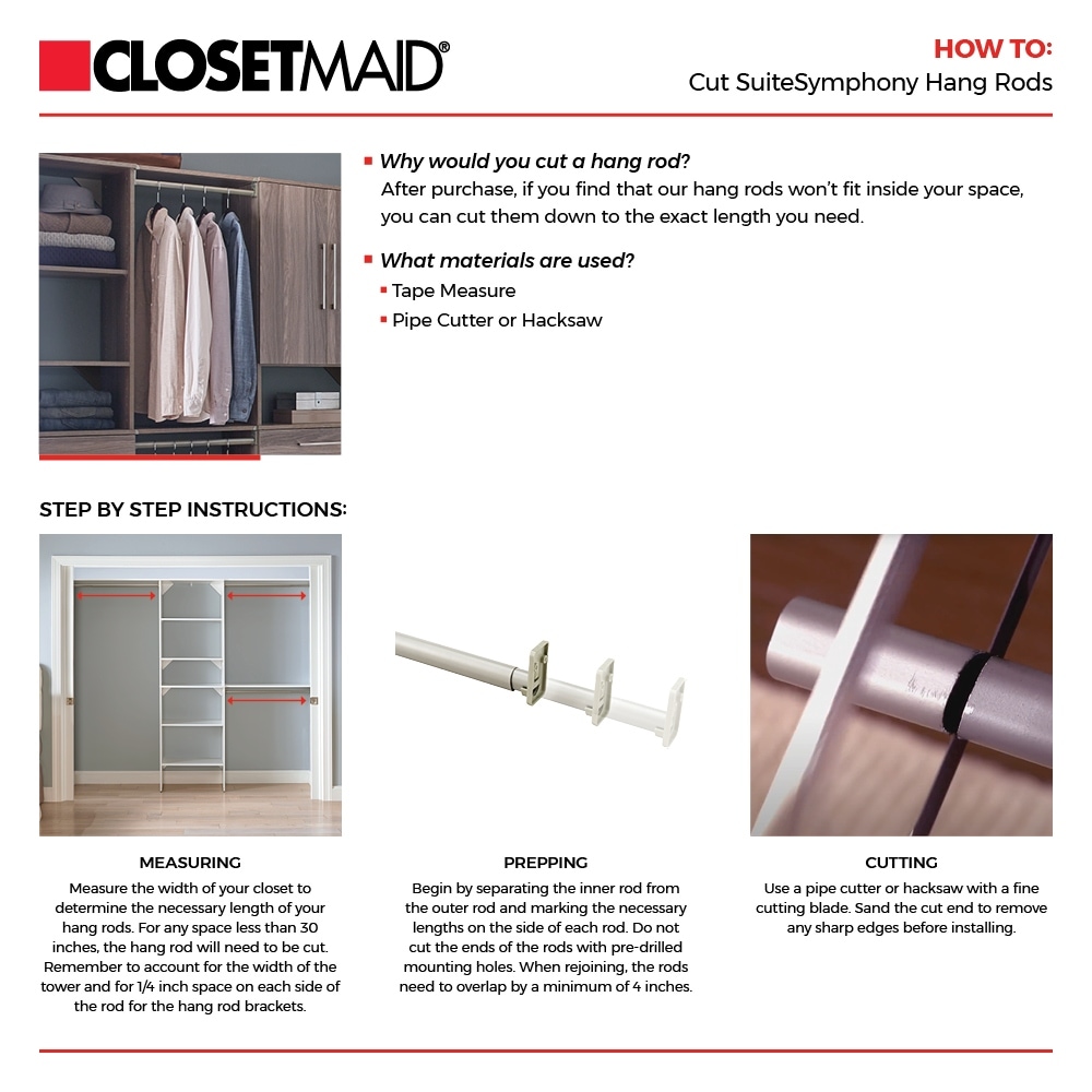12 inch store closet rod