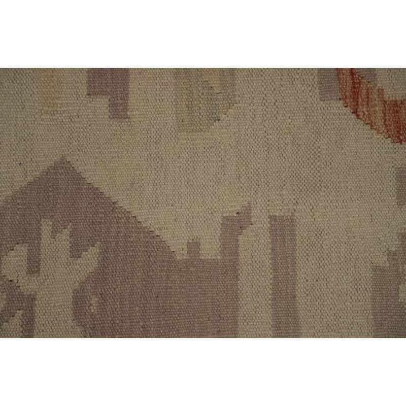 Hand Woven Oriental 100% Wool Carpet Southwestern Tribal Beige & Ivories Kilim Area Rug - 5' 11'' X 3' 11''