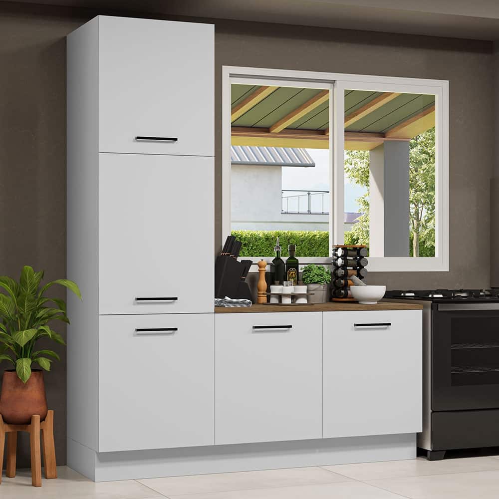 Madesa Hazel Kitchen Set 70"L Multiple Compartments - White