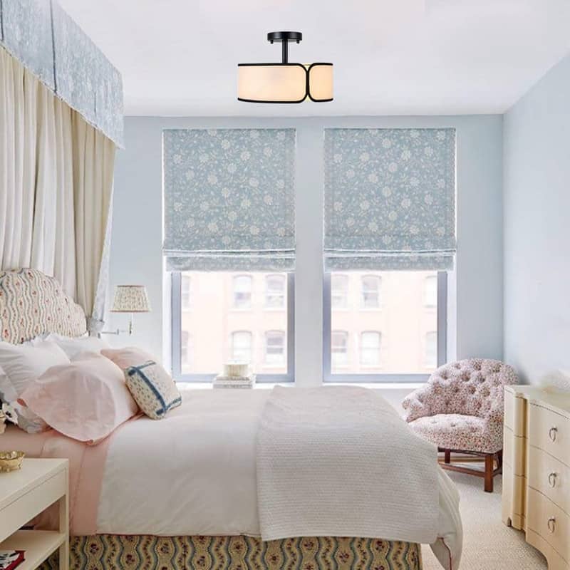 2 Pack kitchen flush black , white semi flush led light metal and fabric ceiling light - N/A