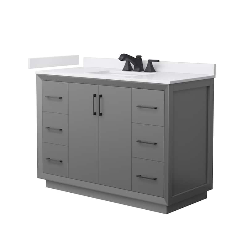 Wyndham Collection WCF4141-48S-VCA-US3MXX Strada 48" Free Standing - Dark Gray / White Cultured Marble Top / Matte