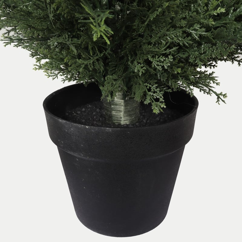 Black Plastic Pot Artificial Cypress Topiary - UV Resistant Fake Plant for Indoor & Outdoor Decor