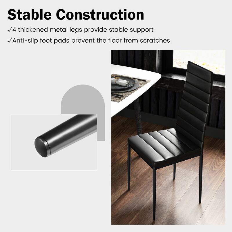 Gymax Set of 6 Dining Side Chair PVC High Back Metal Legs Kitchen Home