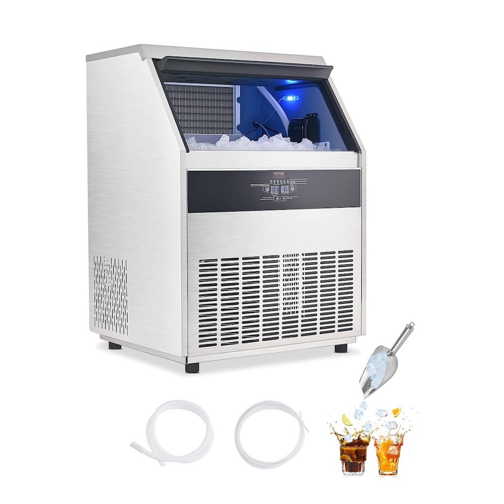 Silver Freestanding Commercial Ice Maker Machine with 160 Trays and Self Cleaning - 26 x 24 x 36.4 in