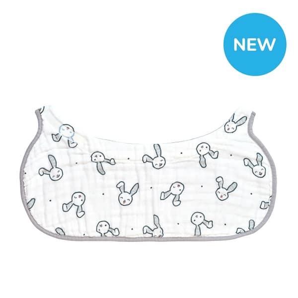 slide 2 of 4, 2-in-1 Non-Slip Baby Burp Cloth and Bib - Bunny, 1 pack White