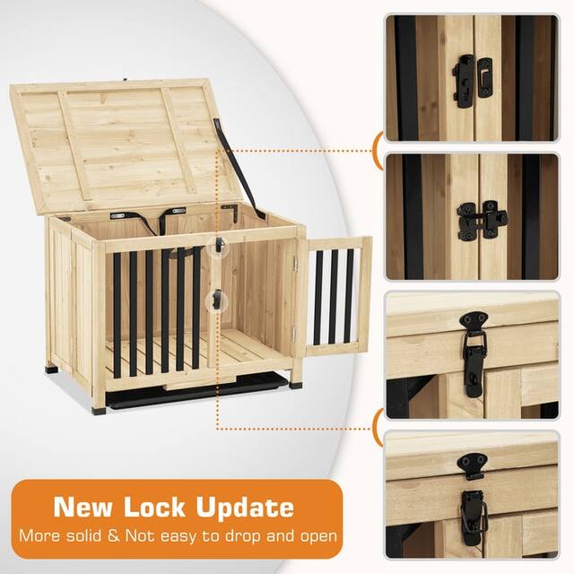 Lovupet Wooden Portable Foldable Pet Crate Indoor Outdoor Dog Kennel Pet Cage with Tray