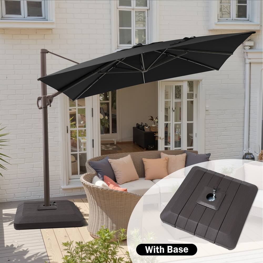 Outdoor 11 x 9 FT Patio Cantilever-Offset Umbrella with 4-Piece Fillable Weighted Base
