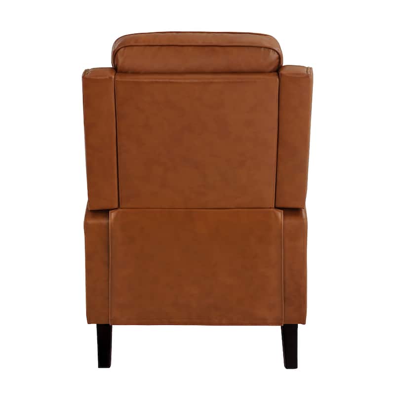 Wooden Frame Genuine Leather Recliner Push Back Recliner Chair with 3 Adjustable Backrest for Living Room, Bedroom