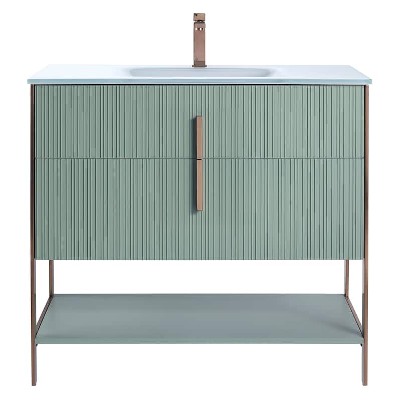 Fine Fixtures Serenity Modern Bathroom Vanity with White Glass Top