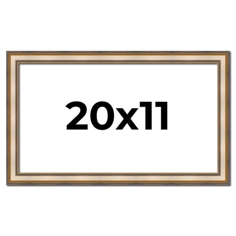 20x11 Frame Gold Solid Wood Shadow Box Width 1.5 Inches | Interior Frame Depth 2 3/8 Inches