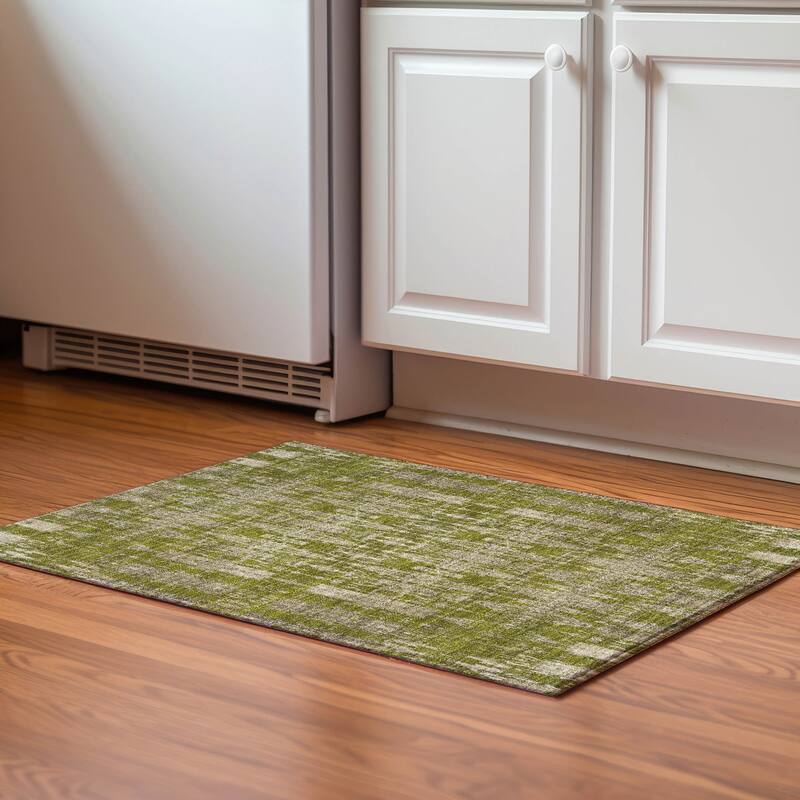 Premium Washable Super Soft Distressed Ombre Mayfield Rug - Olive - 1' 8" x 2' 6" - Rectangle