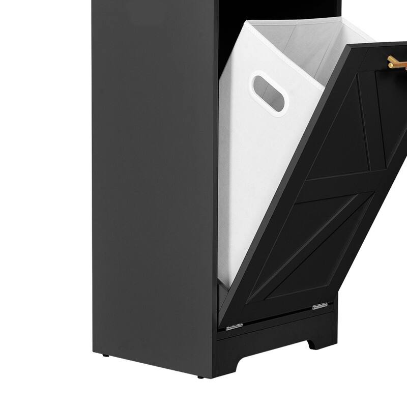 Moasis 53"H 3-Tier Tilt Out Laundry Hamper Bathroom Storage Shelf Cabinet with Basket