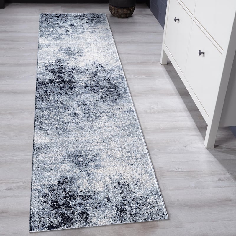 Angel Collection Blue Abstract Area Rug
