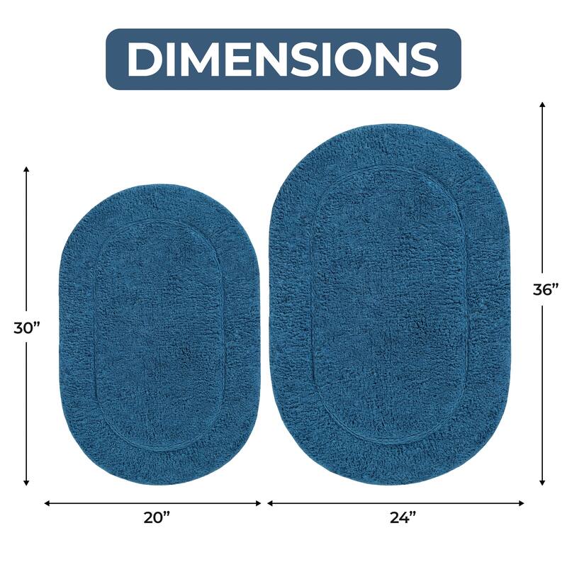 Superior Cotton Non-slip Oval Bath Rug - (Set of 2) - On Sale ...