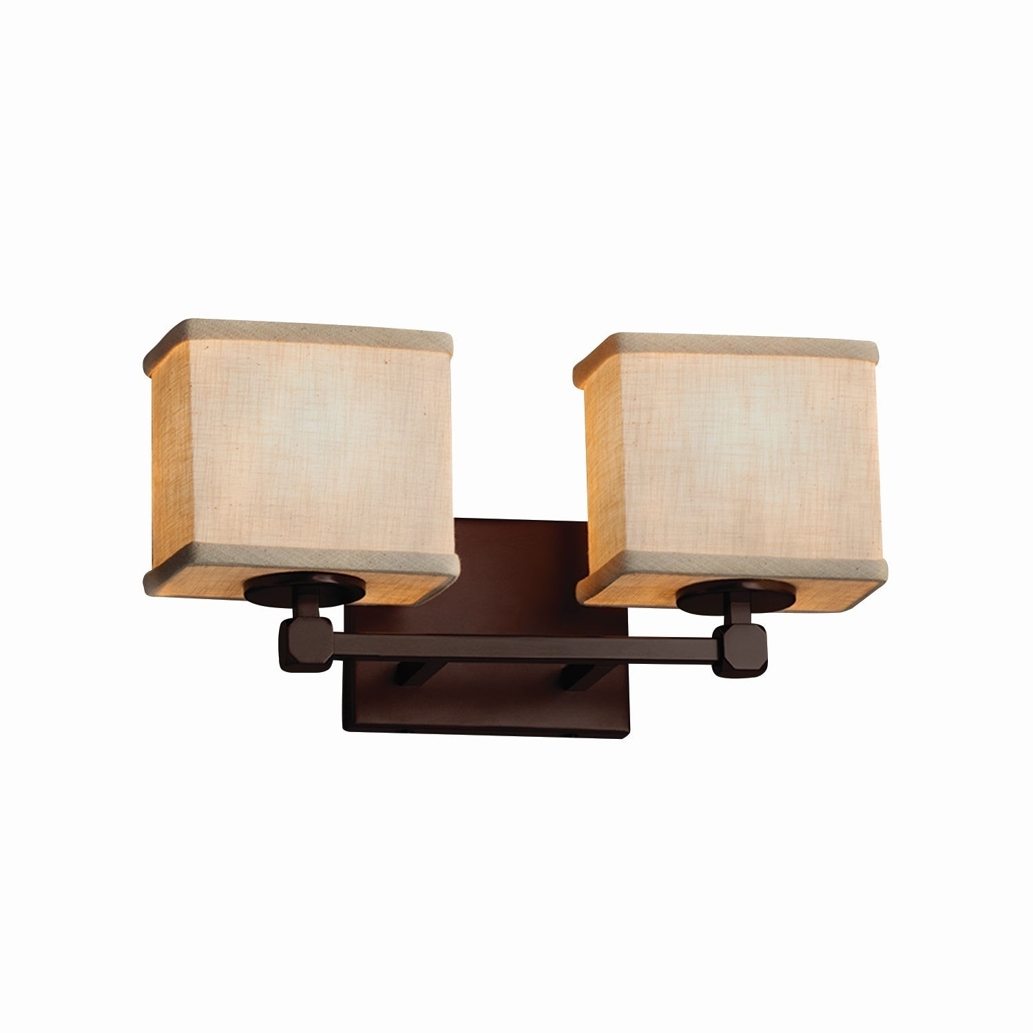 Justice Design Textile Tetra 2-light Dark Bronze Bath Bar, Cream Rectangle Shade