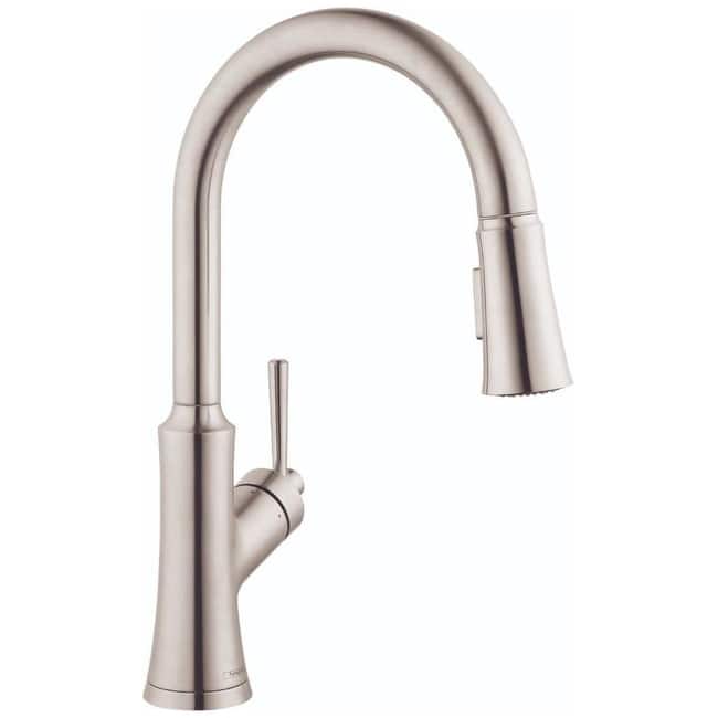 Hansgrohe Joleena 1.75 GPM Pull Down Kitchen Faucet HighArc Spout with - Steel Optic