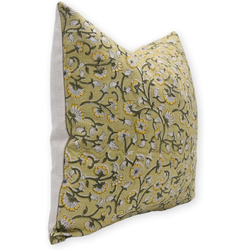 Fabdivine Linen Outdoor Sofa Block print pillow Cover