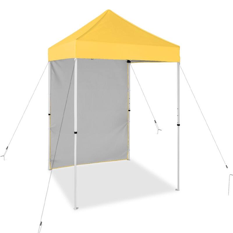 EAGLE PEAK Pop up Canopy 5x5, Outdoor Portable Canopy Tent with One Removable Sunwall, Carry Bag Included - Yellow