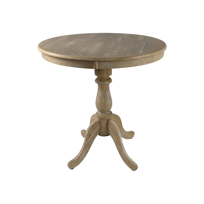 Circular Top Carved Pedestal Bar Table - 36" - Driftwood Brown
