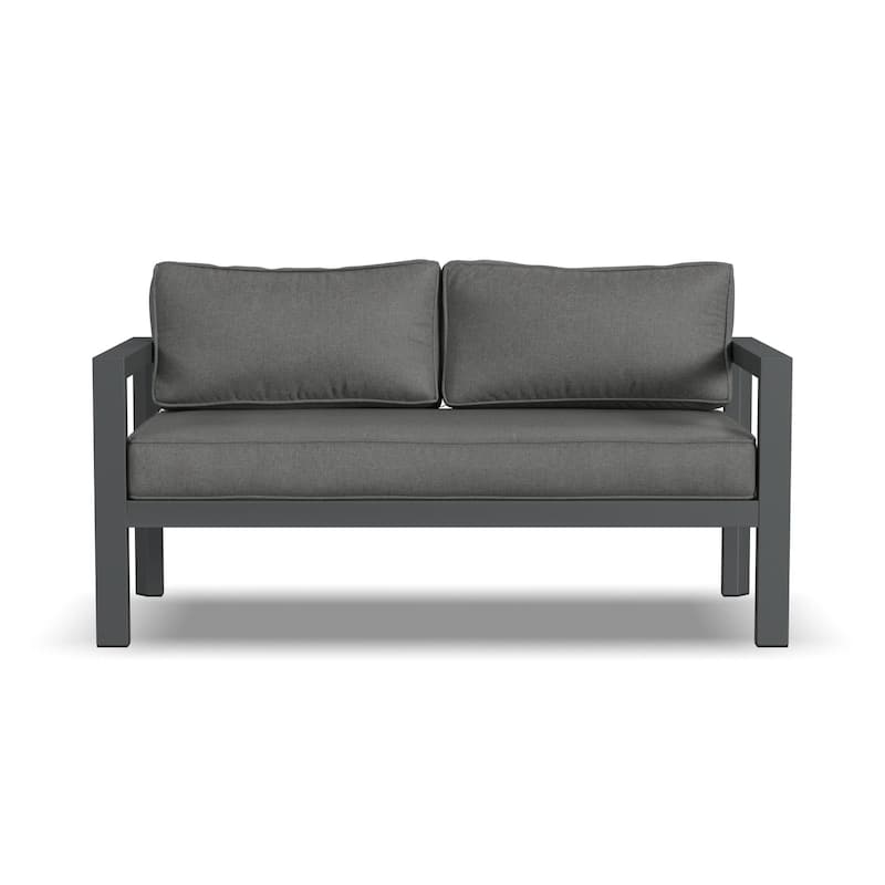 Grayton Gray Aluminum Outdoor Aluminum Loveseat - 61" x 32" x 29"
